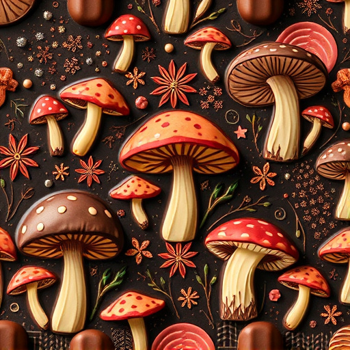 Artistic Magic Mushroom Chocolates Patterns