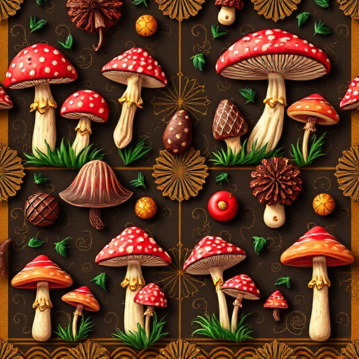 Artistic Magic Mushroom Chocolates Patterns