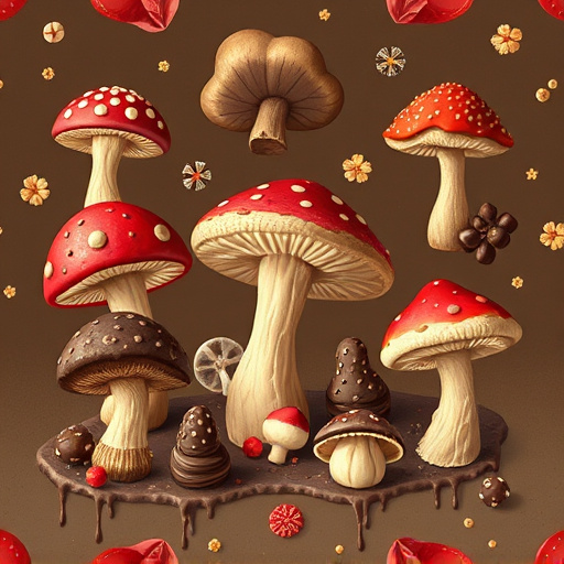 Artistic Magic Mushroom Chocolates Patterns