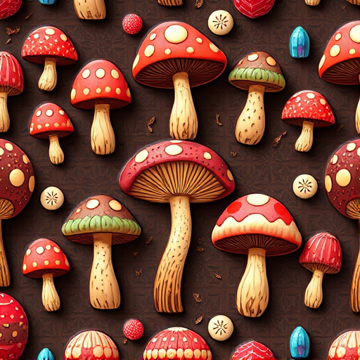 Artistic Magic Mushroom Chocolates Patterns