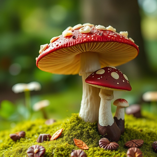 Magic Mushroom Chocolates with Nature Background