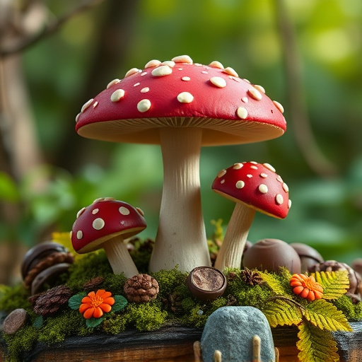 Magic Mushroom Chocolates with Nature Background