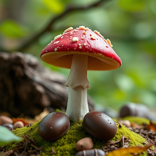 Magic Mushroom Chocolates with Nature Background