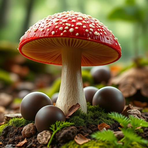 Magic Mushroom Chocolates with Nature Background