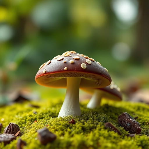 Magic Mushroom Chocolates with Nature Background