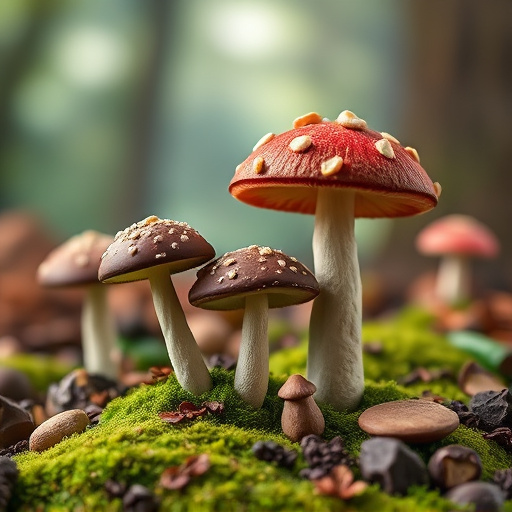 Magic Mushroom Chocolates with Nature Background