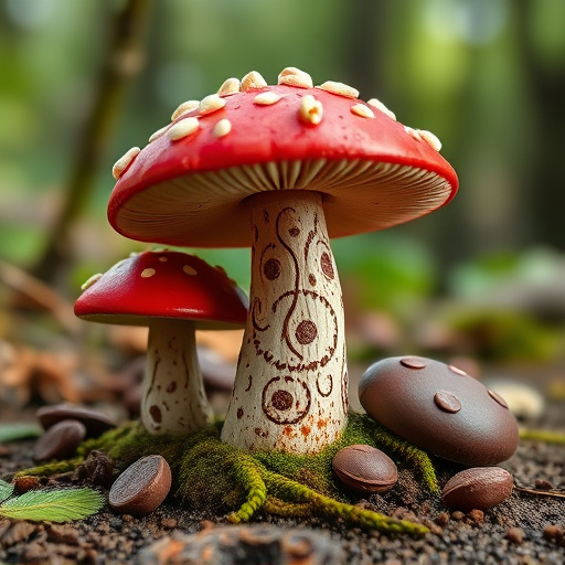 Magic Mushroom Chocolates with Nature Background