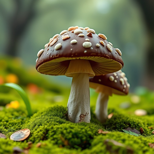 Magic Mushroom Chocolates with Nature Background