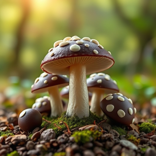 Magic Mushroom Chocolates with Nature Background