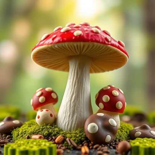Magic Mushroom Chocolates with Nature Background