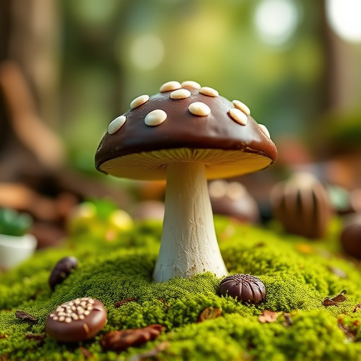 Magic Mushroom Chocolates with Nature Background