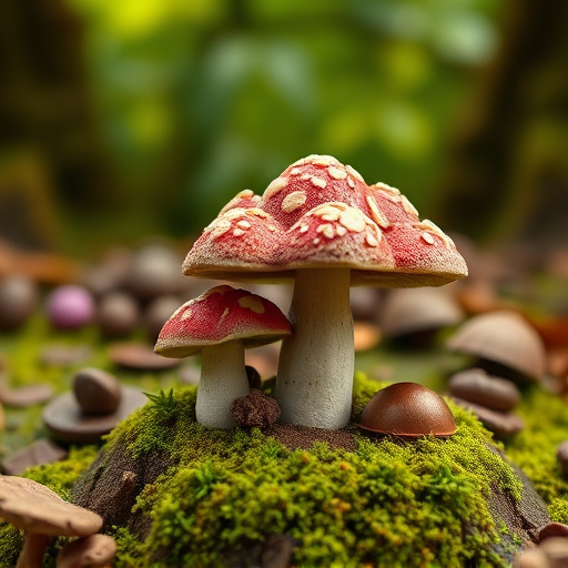 Magic Mushroom Chocolates with Nature Background