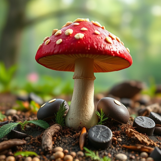 Magic Mushroom Chocolates with Nature Background