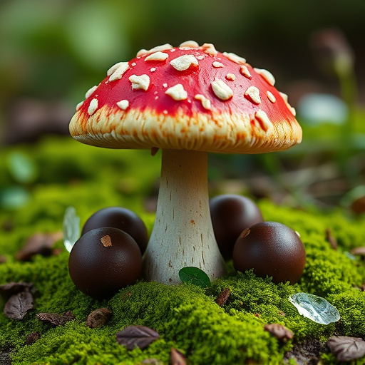 Magic Mushroom Chocolates with Nature Background