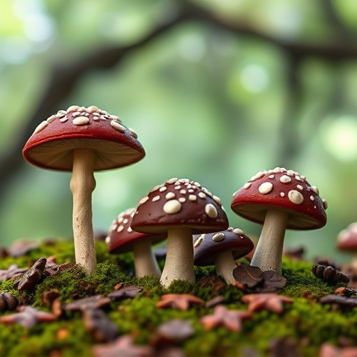 Magic Mushroom Chocolates with Nature Background
