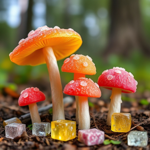 Magic Mushroom Gummies with Nature Background