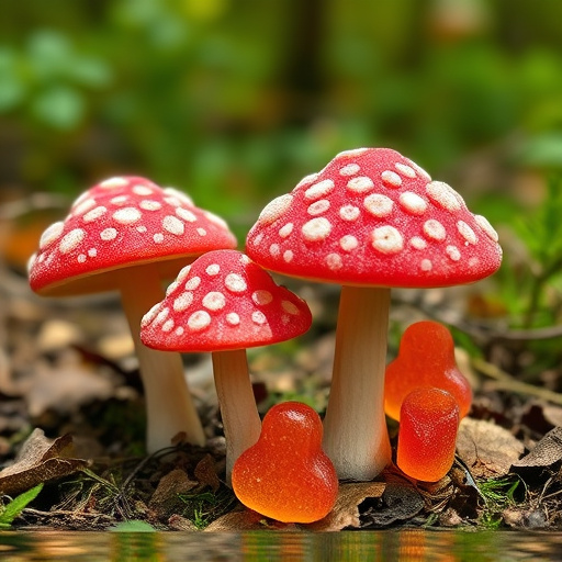 Magic Mushroom Gummies with Nature Background