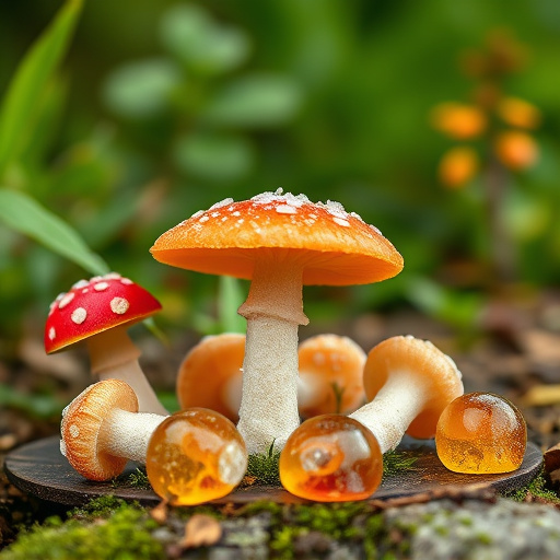 Magic Mushroom Gummies with Nature Background