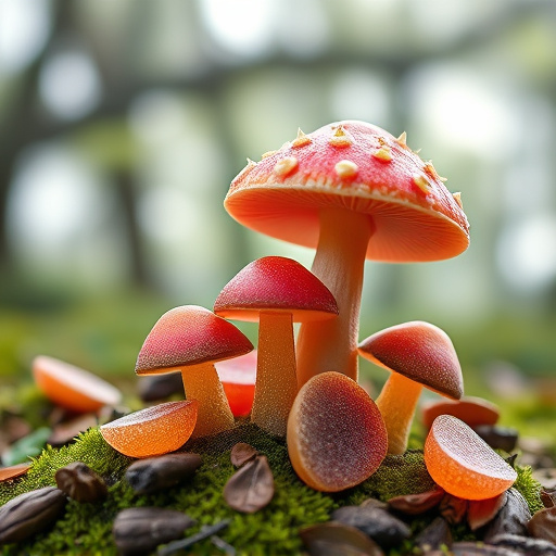 Magic Mushroom Gummies with Nature Background