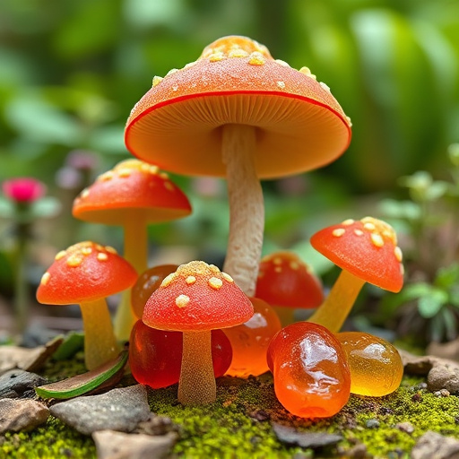 Magic Mushroom Gummies with Nature Background