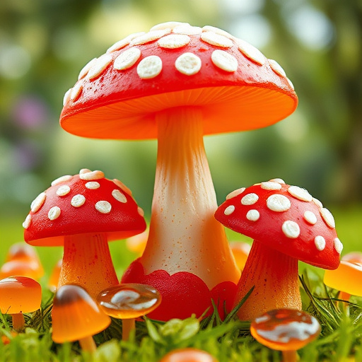 Magic Mushroom Gummies with Nature Background