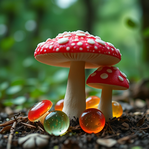 Magic Mushroom Gummies with Nature Background