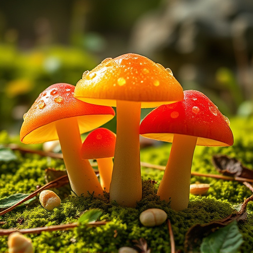 Magic Mushroom Gummies with Nature Background