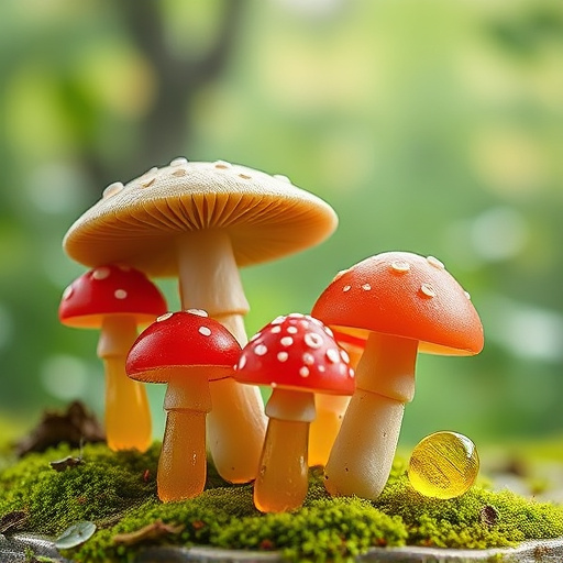 Magic Mushroom Gummies with Nature Background