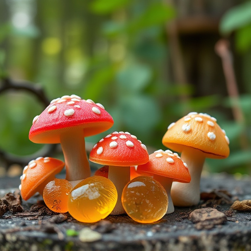 Magic Mushroom Gummies with Nature Background