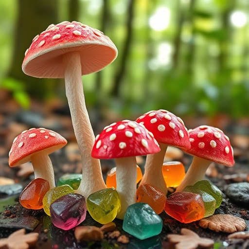 Magic Mushroom Gummies with Nature Background