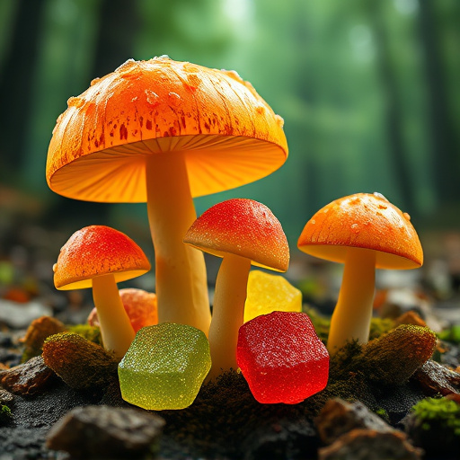 Magic Mushroom Gummies with Nature Background