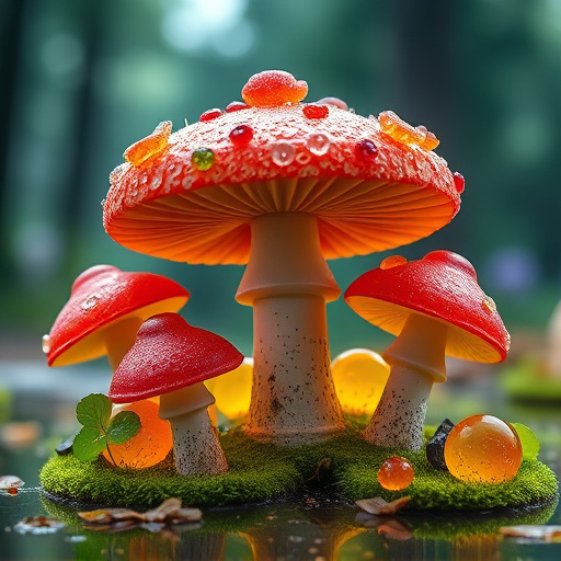 Magic Mushroom Gummies with Nature Background