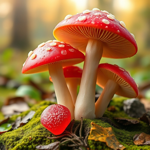 Magic Mushroom Gummies with Nature Background