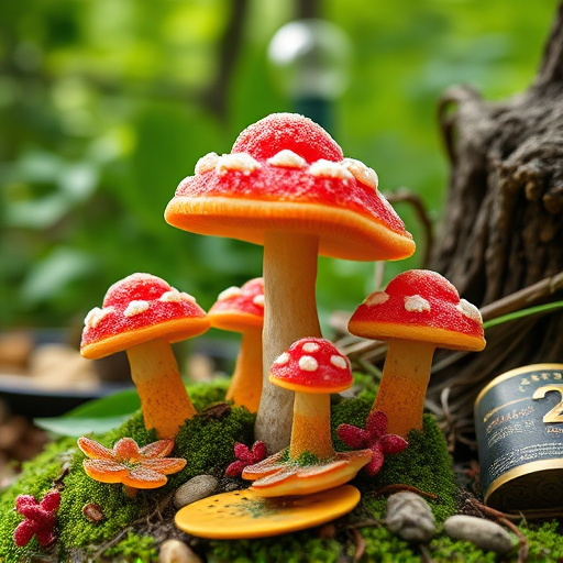 Magic Mushroom Gummies with Nature Background