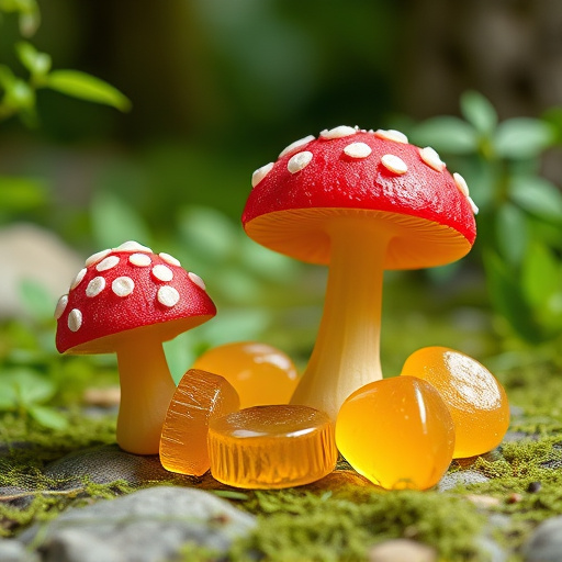 Magic Mushroom Gummies with Nature Background