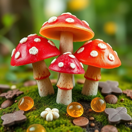 Magic Mushroom Gummies with Nature Background