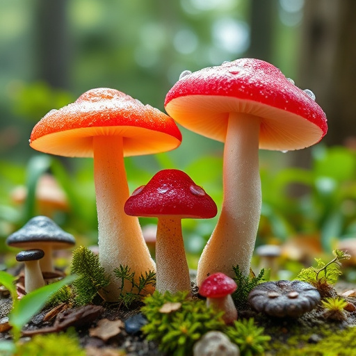 Magic Mushroom Gummies with Nature Background