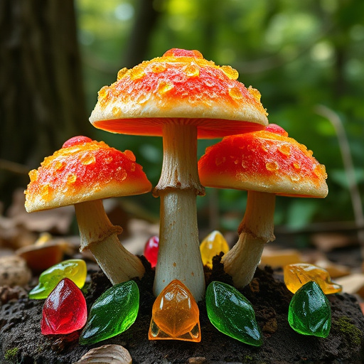 Magic Mushroom Gummies with Nature Background