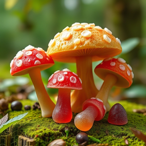 Magic Mushroom Gummies with Nature Background