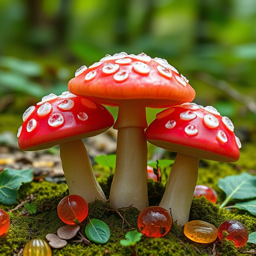 Magic Mushroom Gummies with Nature Background