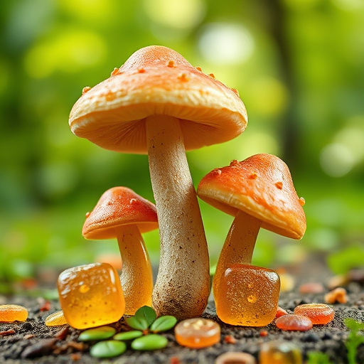 Magic Mushroom Gummies with Nature Background