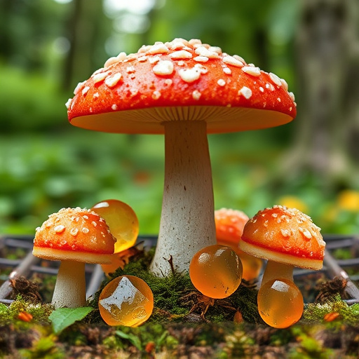Magic Mushroom Gummies with Nature Background
