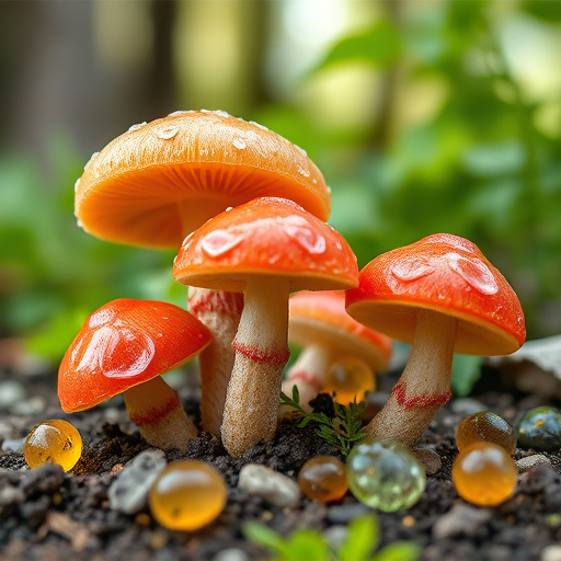 Magic Mushroom Gummies with Nature Background