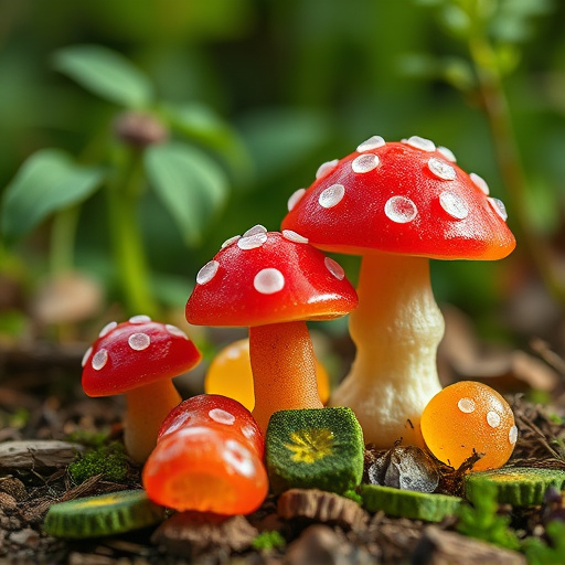 Magic Mushroom Gummies with Nature Background