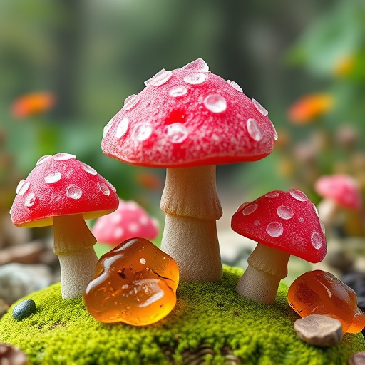 Magic Mushroom Gummies with Nature Background