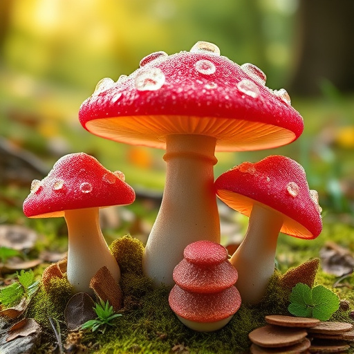 Magic Mushroom Gummies with Nature Background