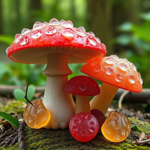 Magic Mushroom Gummies with Nature Background