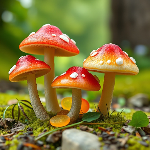 Magic Mushroom Gummies with Nature Background