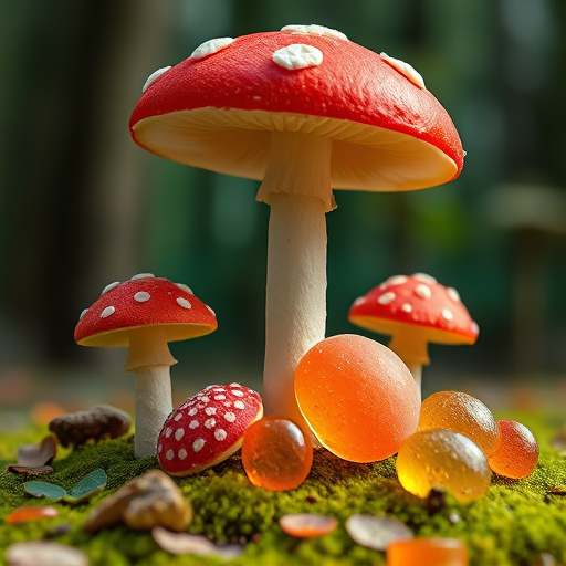 Magic Mushroom Gummies with Nature Background