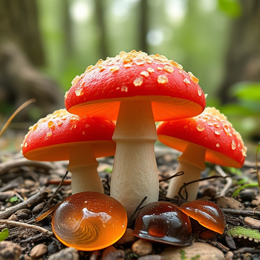 Magic Mushroom Gummies with Nature Background